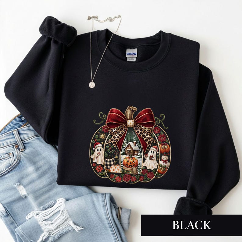 Spooky Christmas Pumpkin Shirt, Creepmas Ghost Graphic Tee, Holiday Season Tshirt Gift