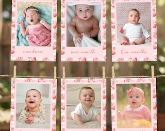 Berry First Birthday Banner, Berry Milestone Cards with Photos, Strawberry 1st Birthday Girl Decor, Berry First Birthday Decorations b1