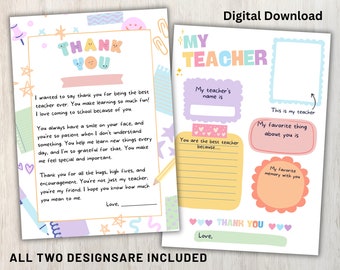 Teacher Appreciation Gift, Printable Teacher Appreciation Week Gift, Thank You Teacher, School Kids Gift, Thank You Teacher Gift, teacher
