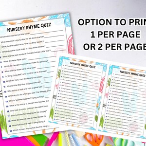 Nursery Rhyme Quiz Baby Shower Game, Nursery Rhymes Game, Fun Baby ...
