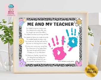 Me and My Teacher, Handprint Art Craft, End of School Poem, Preschool PreK Graduation, Daycare Activity, Teacher Appreciation Gift