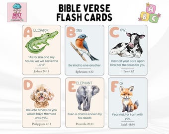 Kaarten met bijbelteksten, schriftalfabet flashkaarten, alfabetkaarten, ABC-voorschoolse kaartenset, homeschool-ABC-set, paascadeau voor kinderen