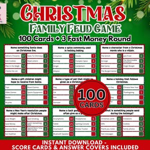 Christmas Friendly Feud Game, Printable Christmas Game, Christmas Party Game, Christmas Game Adults Family, Christmas Trivia, Party Game
