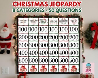 Christmas Jeoparty Game Printable Christmas Party Games for Adults Christmas Drinking Games Corporate Family Reunion Christmas Game Office