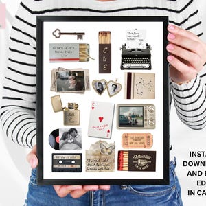 Bearbeitbares Matchbox-Beziehungsposter, personalisierte Jubiläumsgeschenkvorlage, individuelles Geschenk, Matchbox-Digitaldruck, Paargeschenkcollage