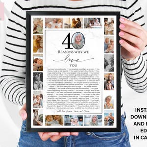 40 powodów, dla których Cię kochamy, 40 powodów, dla których Cię kochamy, spersonalizowany kolaż zdjęć, kolaż zdjęć, dlaczego Cię kocham, prezent na 40 urodziny, prezent na 40 lat