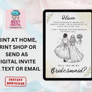 Brautjungfer Vorschlag - Willst Du meine Brautjungfer sein Karte - Willst Du meine Trauzeugin sein - Brautjungfer Geschenk - Brautjungfer Karte, Brautjungfer Druck