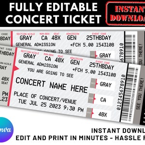 Benutzerdefinierte Konzertkarte, Konzertkartenvorlage, personalisiertes Veranstaltungskarte, Überraschungskarte, Ticketmaster Fake-Konzert, Ticket-Stub-Souvenir
