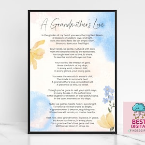 Amour de grand-mère, poème funéraire, poème de chagrin et de chagrin, impression de deuil, en mémoire d'un cadeau, poème funéraire pour grand-mère, programme de funérailles