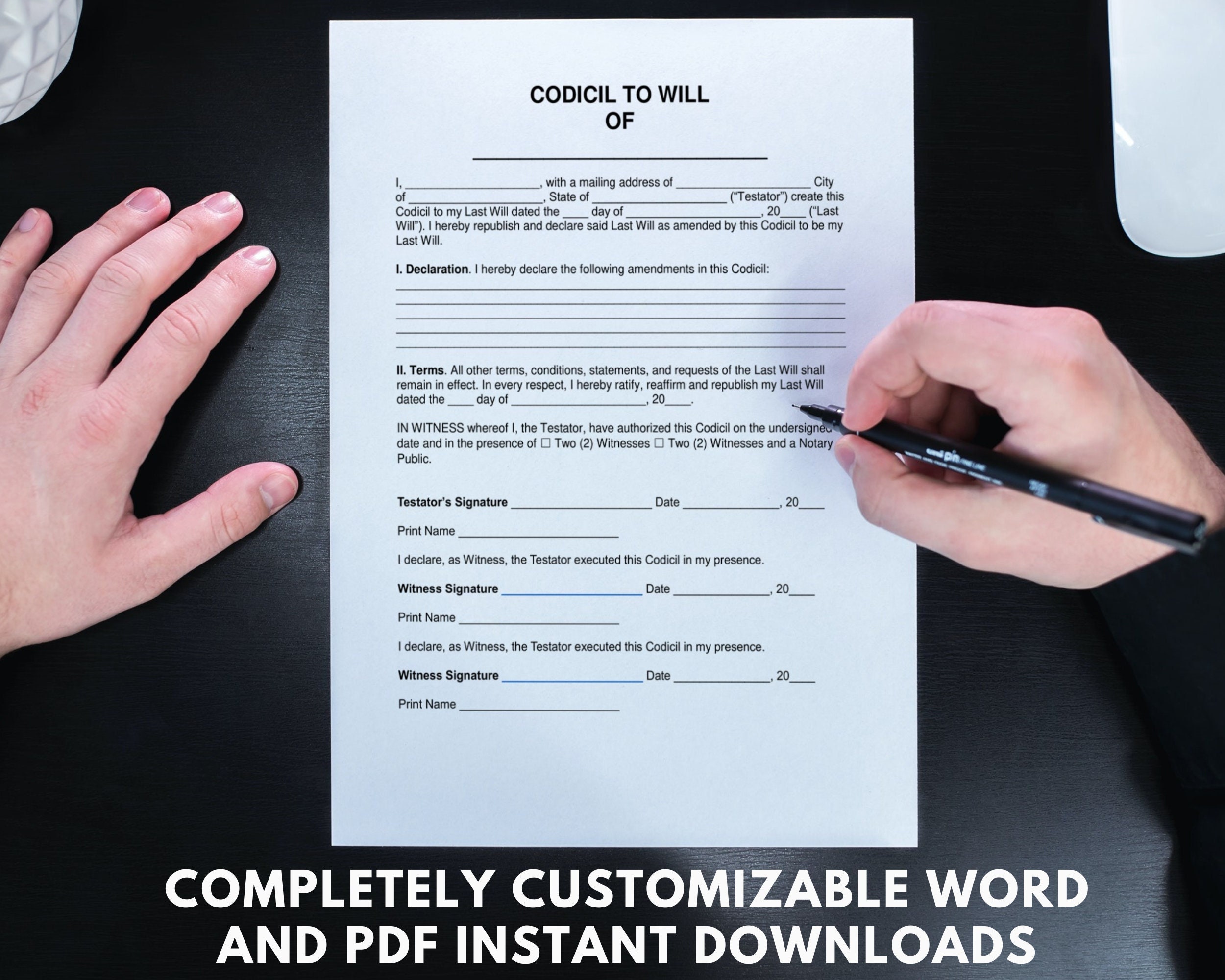 Will Codicil, Will Codicil Form, Will Codicil Templates, Last Will and ...