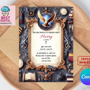 Editable Wizard Birthday Invitation, Magical Birthday Party Invite, Magic School Wizardry Birthday Party Instant Download