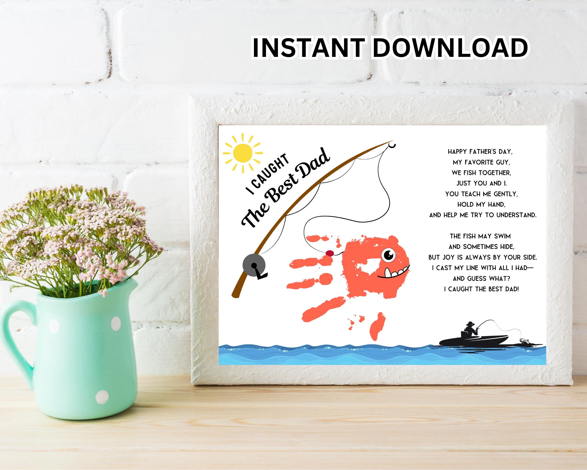 Dad Fish Handprint Art Printable | Dad Fishing Birthday Card | Fishing ...