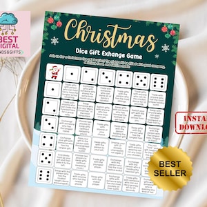Christmas Gift Exchange Game, Christmas Dice Game, White Elephant Gift Exchange Game, Pass the Present Holiday Game, Holiday Office Party