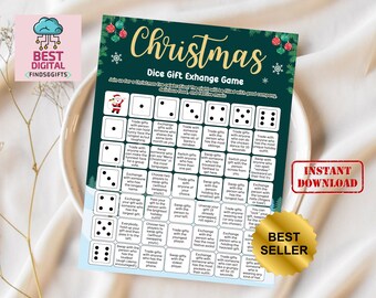 Christmas Gift Exchange Game, Christmas Dice Game, White Elephant Gift Exchange Game, Pass the Present Holiday Game, Holiday Office Party