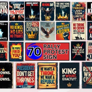 70 No Kings Day Printable Protest Signs, Political Poster Bundle, Instant Download for Rally, March, or Decor, Digital Download