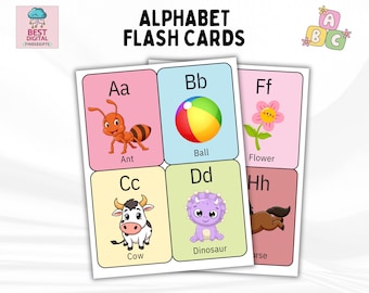 Alphabet Flash Cards, ABC Flashcards, Preschool Curriculum, Toddler Alphabet Printable, Montessori Materials, Homeschool, Classroom, DIGITAL