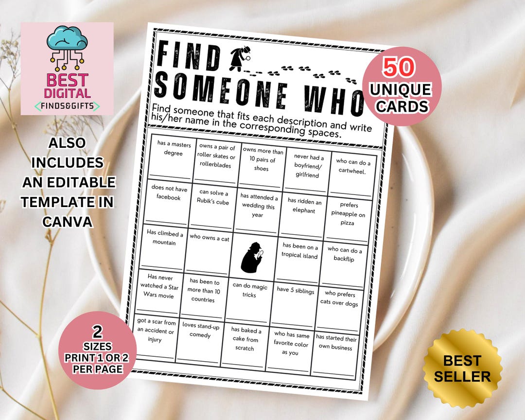 Get to Know You Bingo, Find Someone Who Bingo, Find the Guest Bingo ...