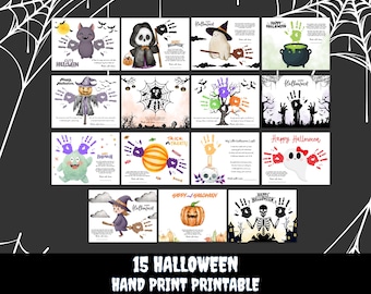 Halloween Handprint Bundle, Halloween Printable Handprint Craft for Kids, Fall Handprint Art, Preschool Daycare Activity, Halloween Craft