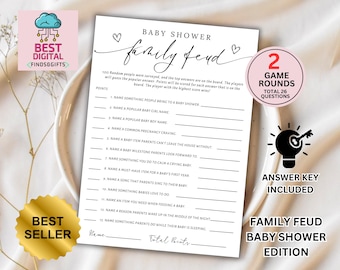 Juegos para baby shower / Juegos para baby shower imprimibles / Juego de Family Feud / Plantilla de Family Feud / Juego de Baby Feud / Género neutro / Editable