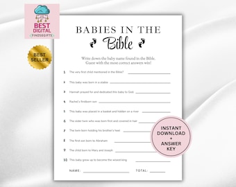 Babies in the Bible Baby Shower Game, Printable baby shower game, Minimalist baby shower game, Baby Shower Activity, Bible Baby Shower Game