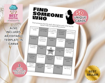 Conheça seu bingo, encontre alguém que faça bingo, encontre o convidado bingo, bingo quebra-gelo, jogo quebra-gelo, atividade quebra-gelo, bingo humano