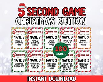 Christmas 5 Second Game, Printable Christmas Game, Christmas Party Game, Christmas Game Adults Family Kids, Christmas Trivia, Christmas Game