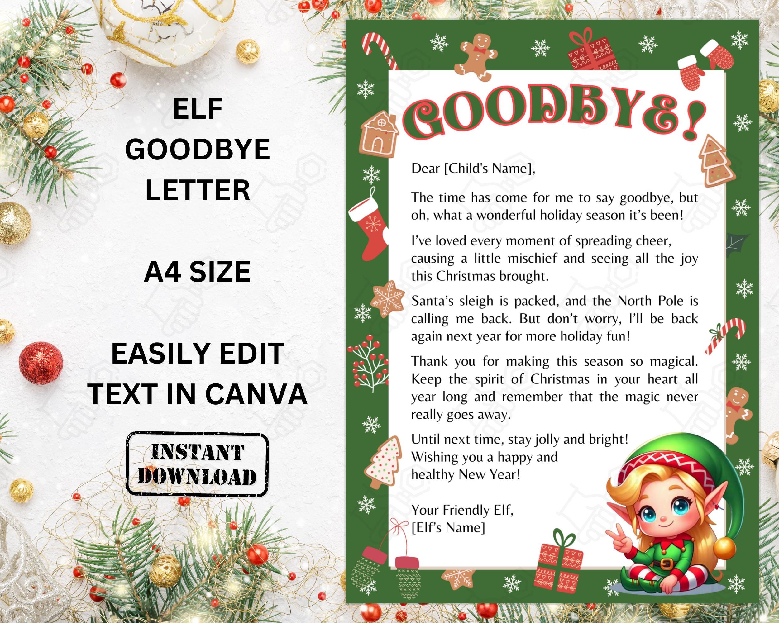 Editable Elf Letter Elf Printable Personalized Elf Letter Elf on the