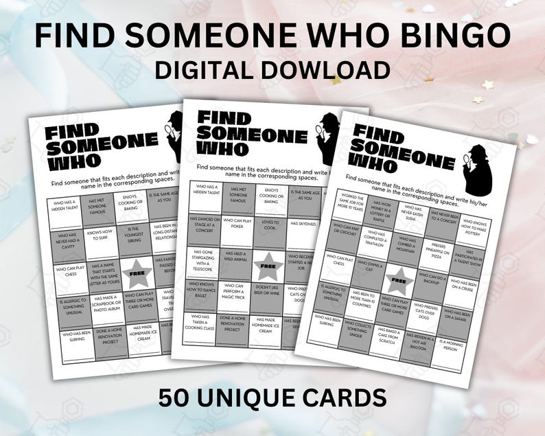 Get to Know You Bingo, Find Someone Who Bingo, Find the Guest Bingo ...