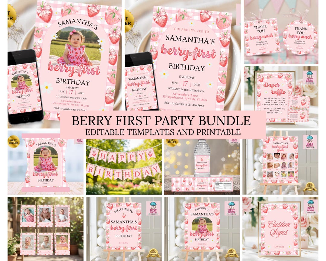 Berry First Birthday Bundle, Strawberry 1st Birthday Girl Party ...
