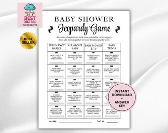 Baby Shower Jeopardy Game, Printable baby shower game, Minimalist baby shower game, Baby Shower Activity, Gender Neutral Baby Shower Game