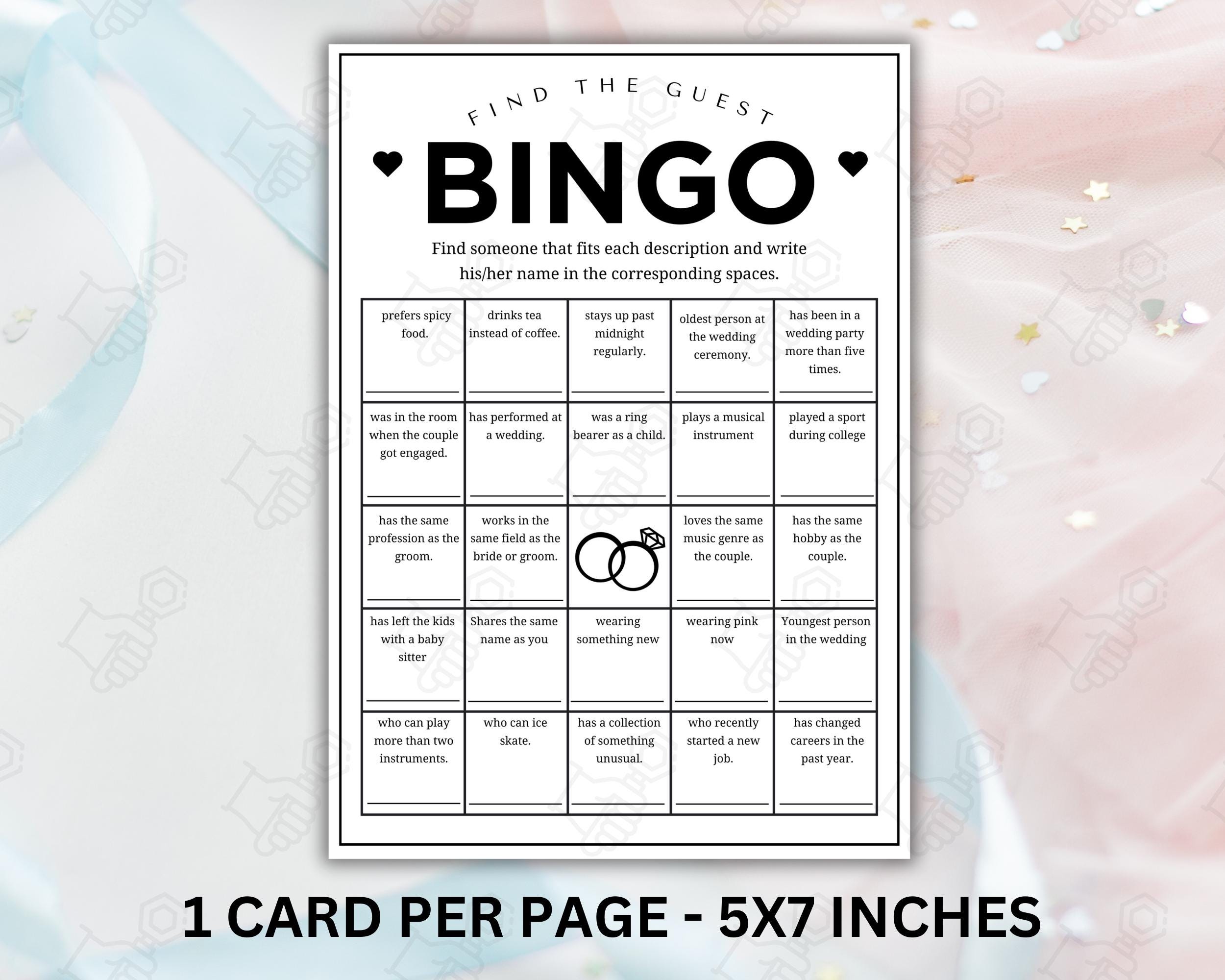Get to Know You Bingo, Find Someone Who Bingo, Find the Guest Bingo ...