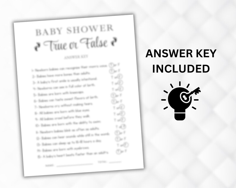 True or False Baby Shower Game, Printable Baby Shower True or False ...