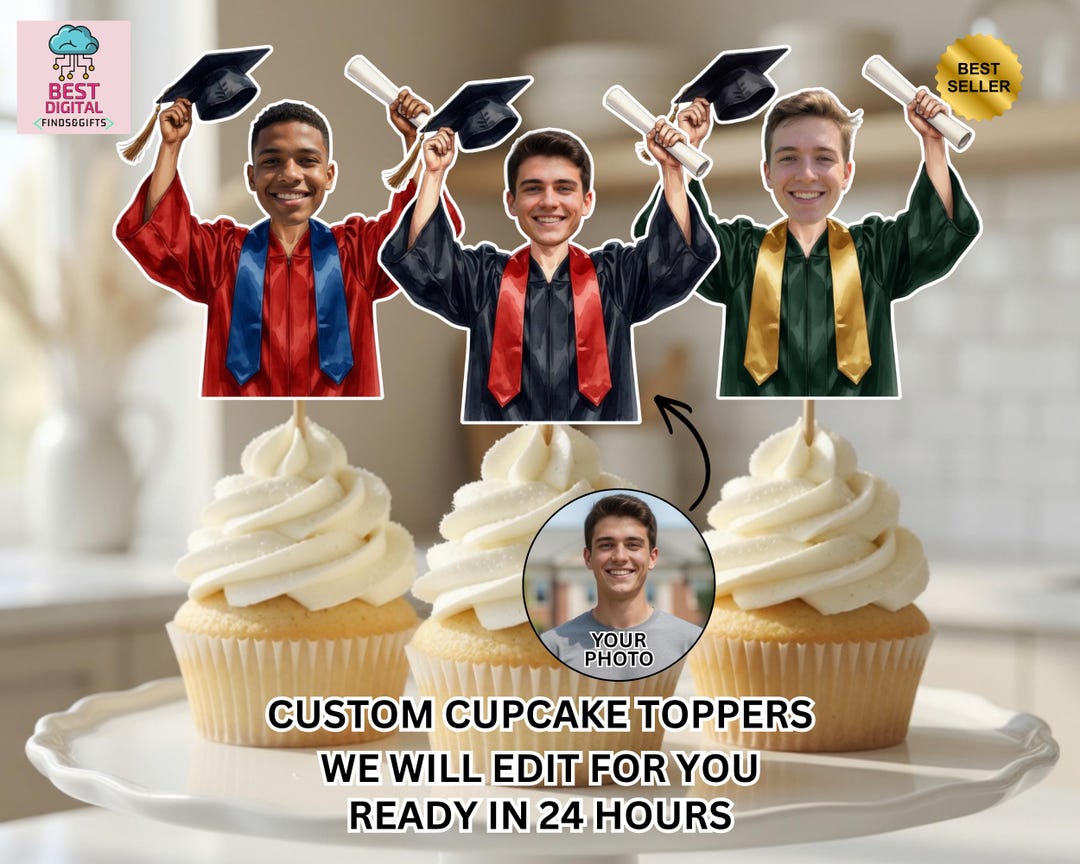 Star Topper Graduation Custom Graduation Cupcake Topper, Personalized Graduation Cupcake ...