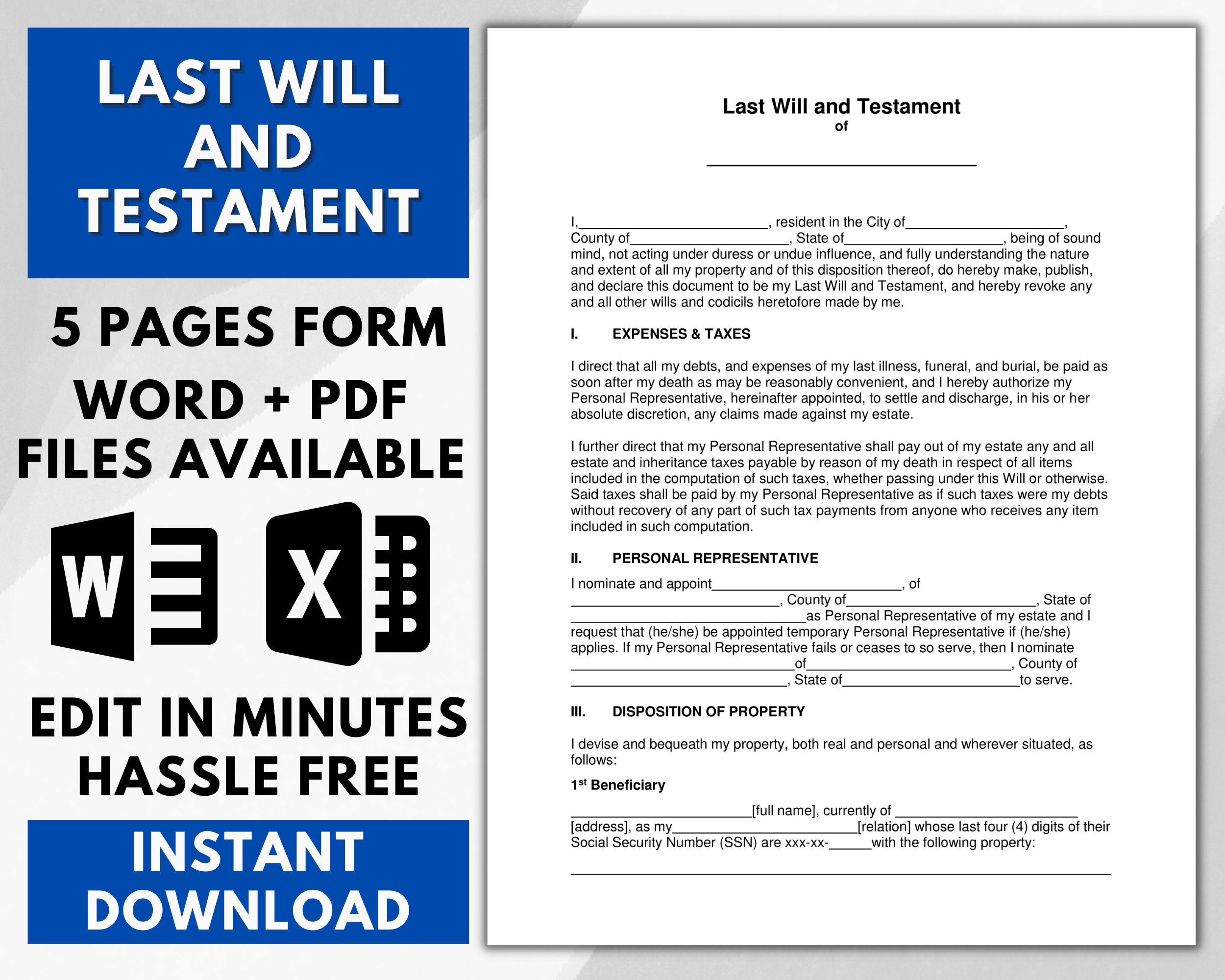 last will and testament form, will and testament form, printable