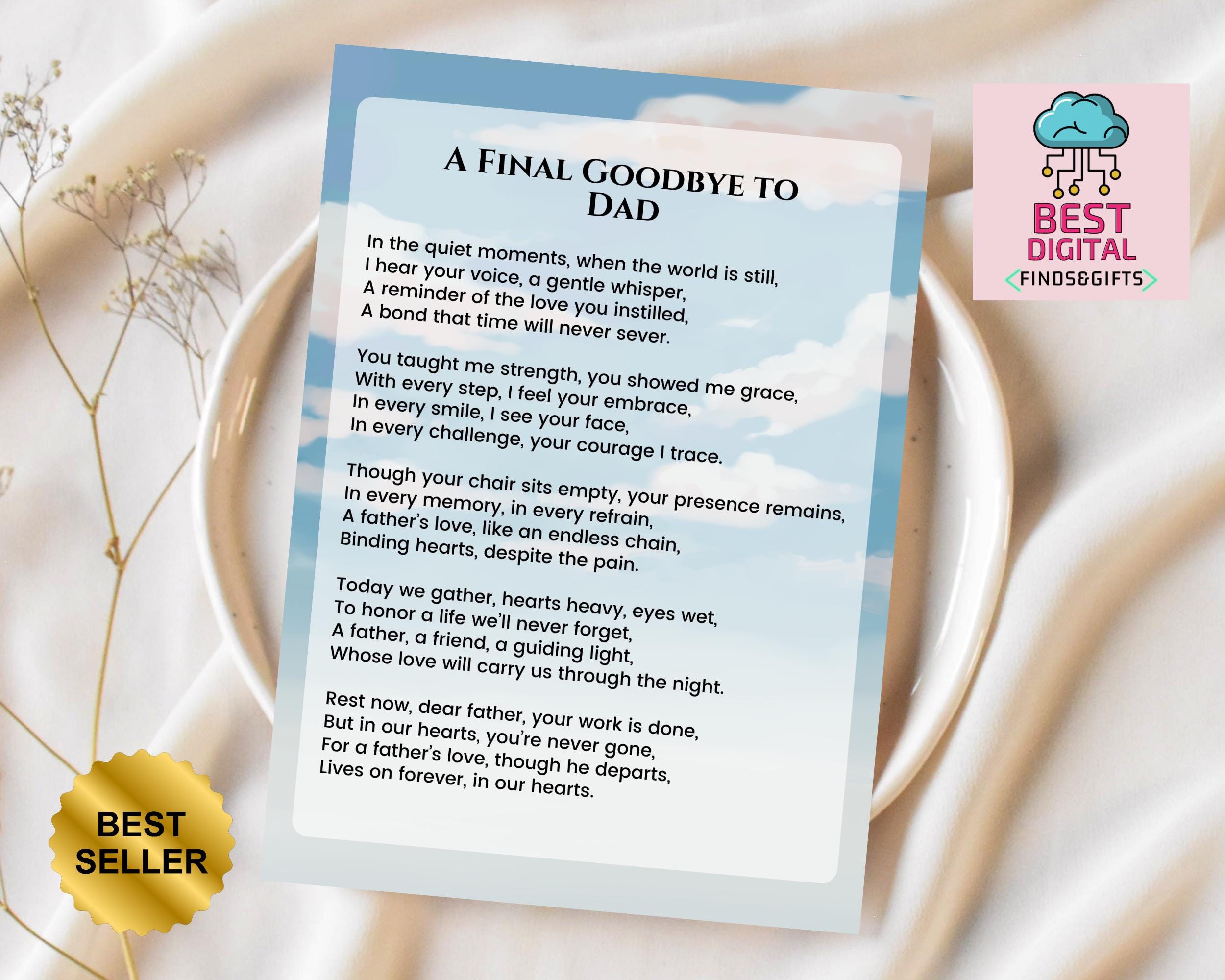 A Final Goodbye to Dad, Funeral Poem, Grief and Sorrow Poem