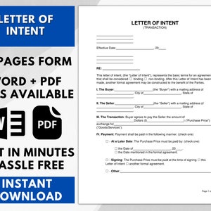 Carta de intención, Carta de intención (LOI), Formularios de carta de intención (LOI), Plantilla de carta de intención (LOI)