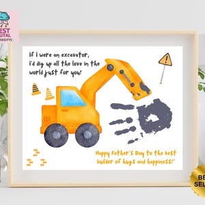 I Dig You Father's Day Handprint Gift, Construction Dad Gift from Son/Daughter, DIY Footprint Art for Dad, Printable Fathers Day Craft