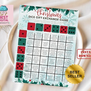 Christmas Gift Exchange Game, Christmas Dice Game, White Elephant Gift Exchange Game, Pass the Present Holiday Game, Holiday Office Party