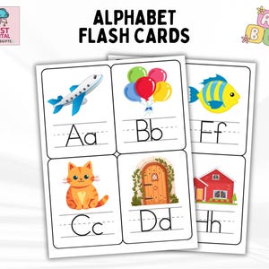 Schede didattiche dell&#39;alfabeto, schede didattiche ABC, programma scolastico prescolare, alfabeto stampabile per bambini piccoli, materiali Montessori, istruzione parentale, classe, DIGITALE