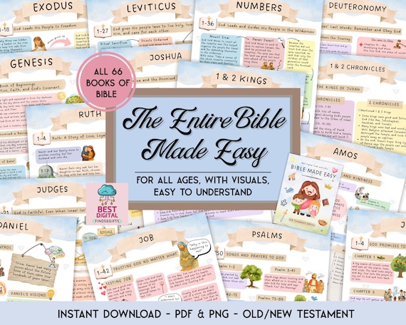Entire Bible Made Easy Bible Study Guide Bible Study Guide Printable | Illustrated Bible Notes for Women, Teens, Homeschool, Sunday School