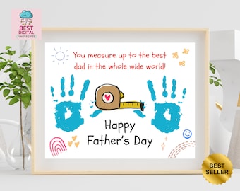 Handprint Art, Tape Measure Father's Day Handprint Craft Printable, Tool Craft for Toddler Daughter Son Baby, Preschool Craft, Dad Grandpa