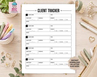 Client Tracker Printable | Client Management Template | Task Tracker | Customer Organizer | Freelancer Tracker | Business Client Tracker