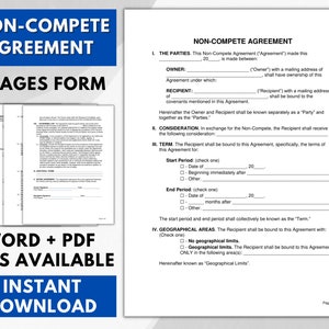 Non Compete Agreement, Non Compete Agreement form, Non Compete Agreement Templates, NonCompetition