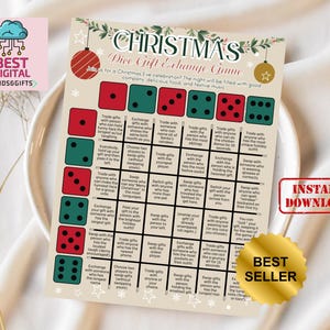 Christmas Gift Exchange Game, Christmas Dice Game, White Elephant Gift Exchange Game, Pass the Present Holiday Game, Holiday Office Party
