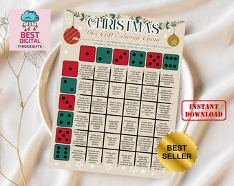 Christmas Gift Exchange Game, Christmas Dice Game, White Elephant Gift Exchange Game, Pass the Present Holiday Game, Holiday Office Party