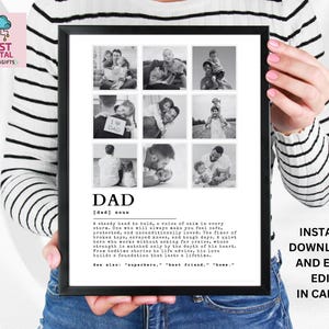 お父さんの定義編集可能なテンプレートカスタマイズ可能な父の日写真コラージュポスターお父さんへのプレゼントお父さんプリントお父さんプリントDIY父の日写真