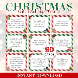 Christmas Gift Exchange Game, Printable Christmas Game, White Elephant Gift Exchange Cards, Christmas Family Game, Christmas Party Game