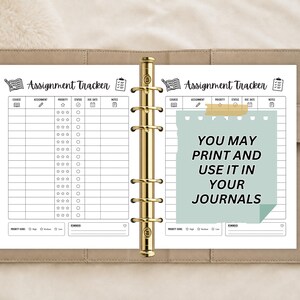 Assignment Tracker Printable | Academic Student Planner Template | College Planner | School Assignment Planner |Study Planner Class Planner image 3