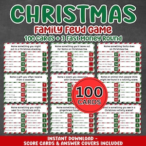 Christmas Friendly Feud Game, Printable Christmas Game, Christmas Party Game, Christmas Game Adults Family, Christmas Trivia, Party Game