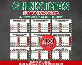 Christmas Friendly Feud Game, Printable Christmas Game, Christmas Party Game, Christmas Game Adults Family, Christmas Trivia, Party Game